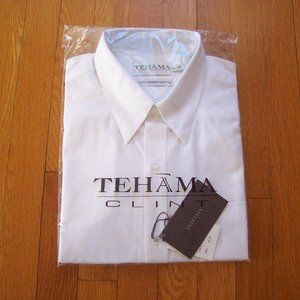 Tehama NWT Men's Long Sleeve Dress Shirt XL/TG 100% Combed Cotton White